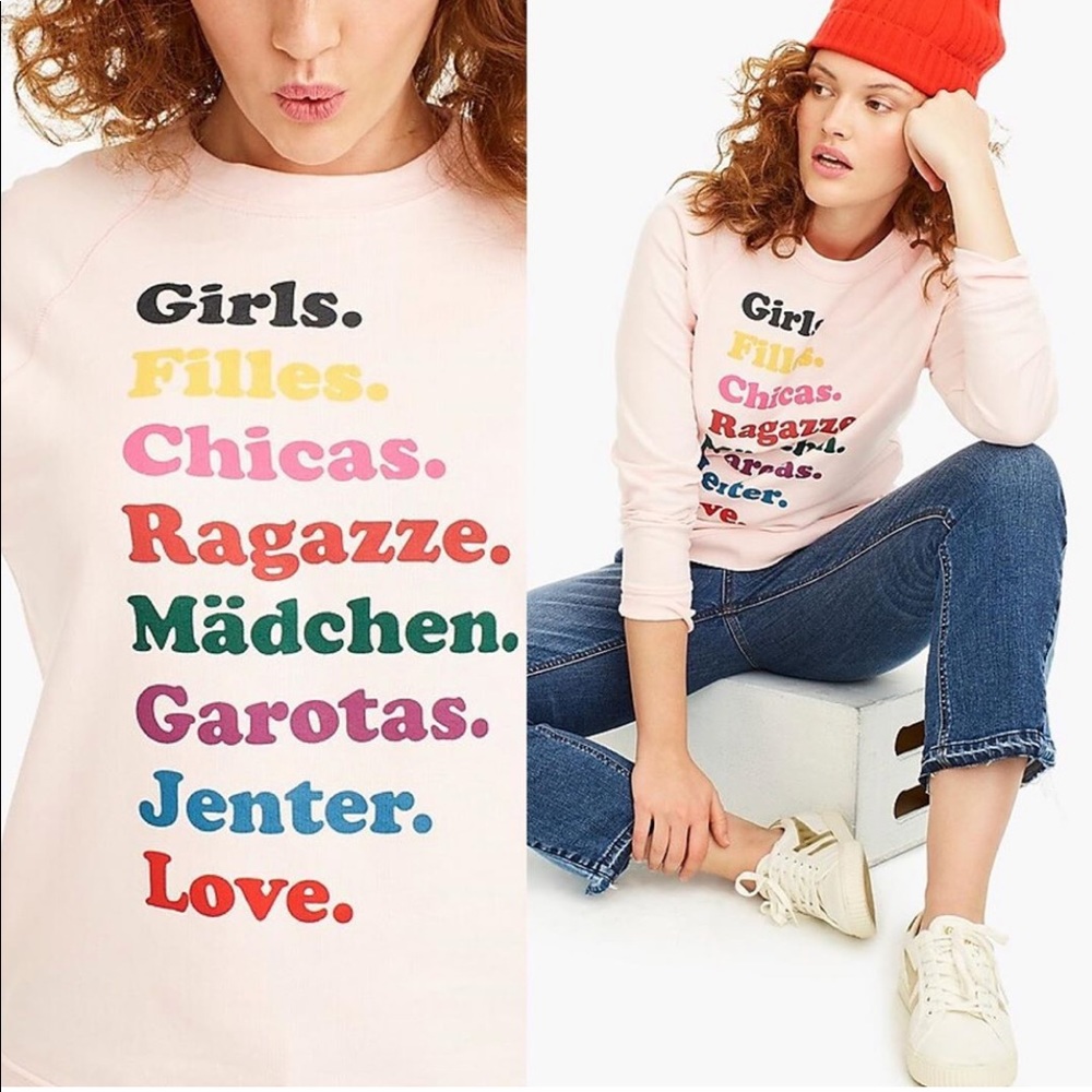 J Crew x GIRLS INC. pink sweatshirt